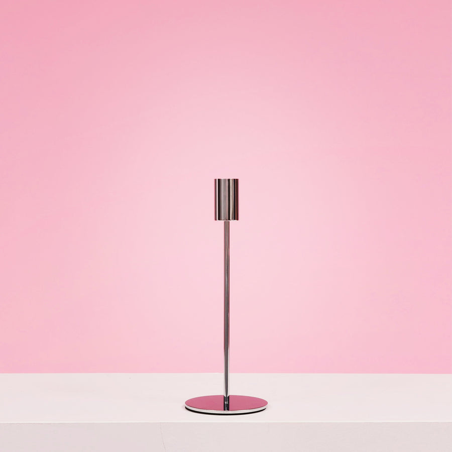 Taper Candle Holders Modern Straight Style - Silver (23cm)