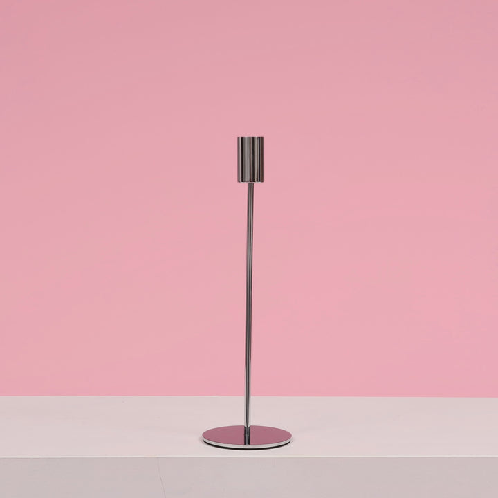 Taper Candle Holders Modern Straight Style - Silver (28cm)