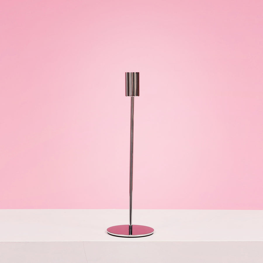 Taper Candle Holders Modern Straight Style - Silver (28cm)