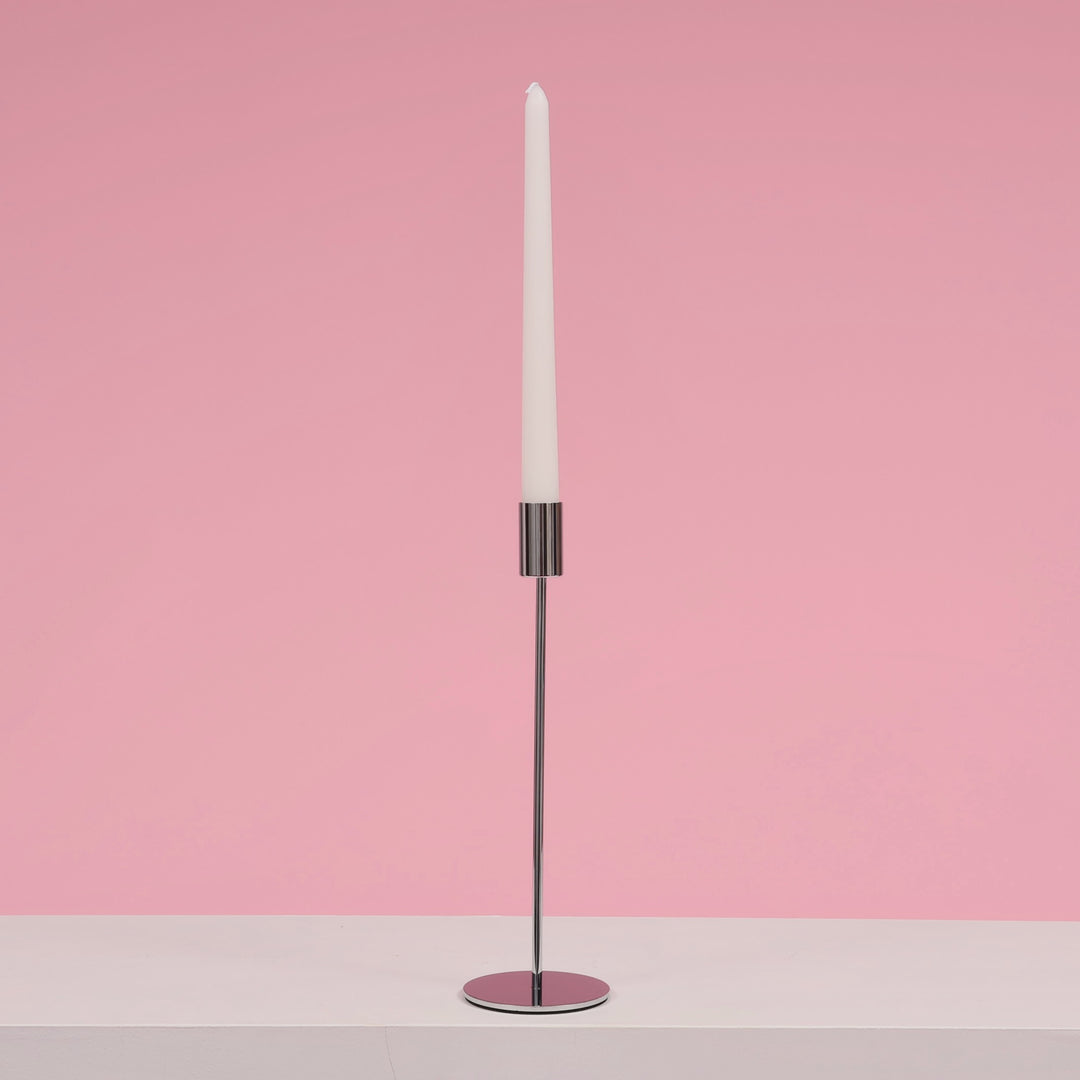 Taper Candle Holders Modern Straight Style - Silver (28cm)