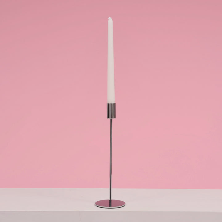 Taper Candle Holders Modern Straight Style - Silver (28cm)