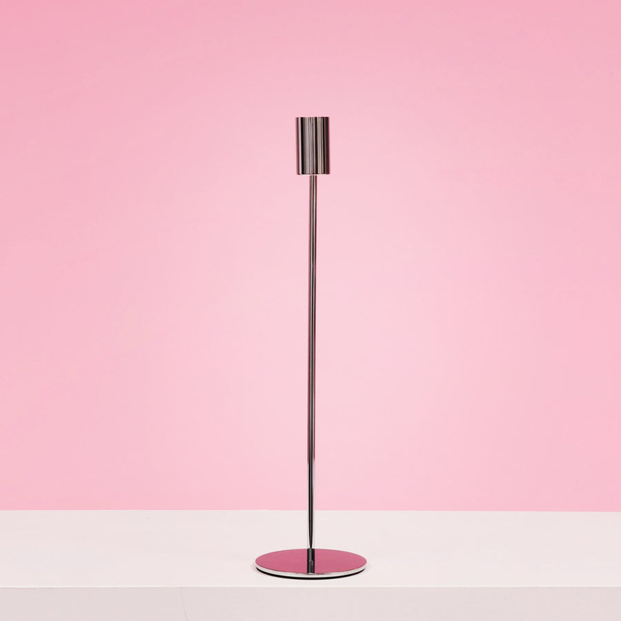 Taper Candle Holders Modern Straight Style - Silver (33cm)