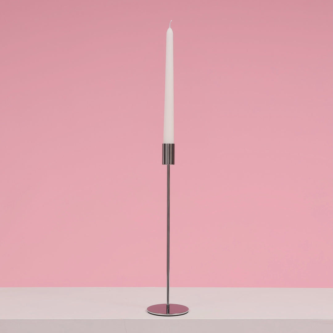 Taper Candle Holders Modern Straight Style - Silver (33cm)