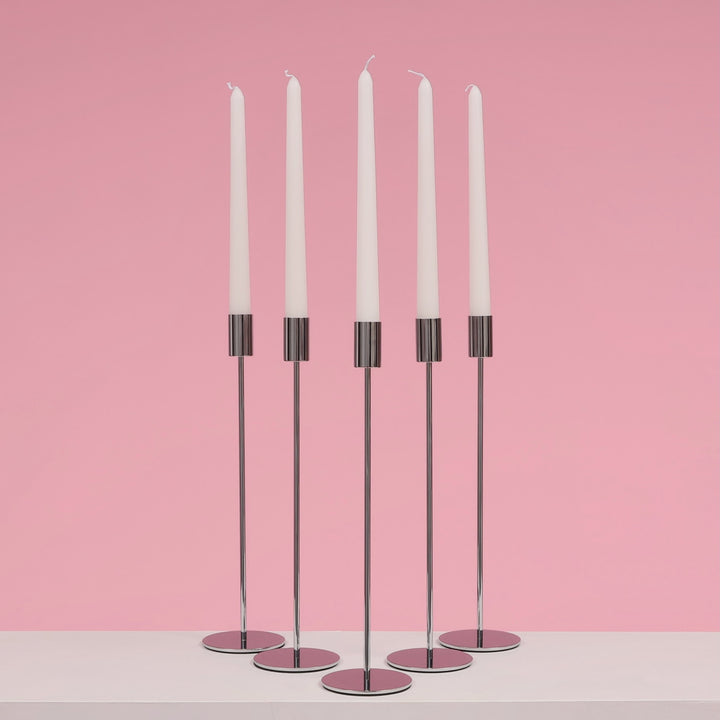 Taper Candle Holders Modern Straight Style - Silver (33cm)