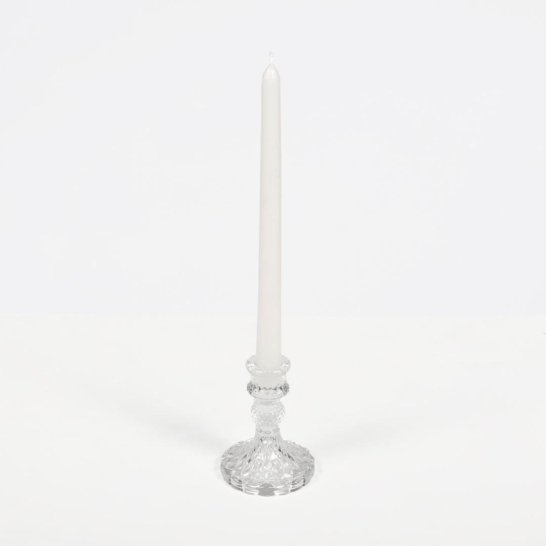 Vintage Glass Taper Candle Holder - Pedestal Decanter Style with candle