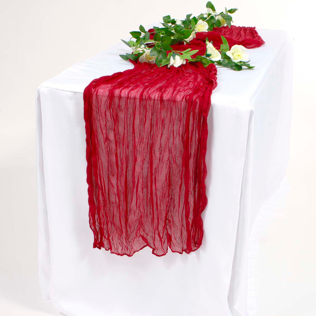 Cheesecloth Table Runner - Burgundy