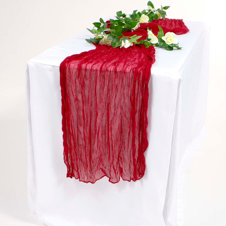 Cheesecloth Table Runner - Burgundy