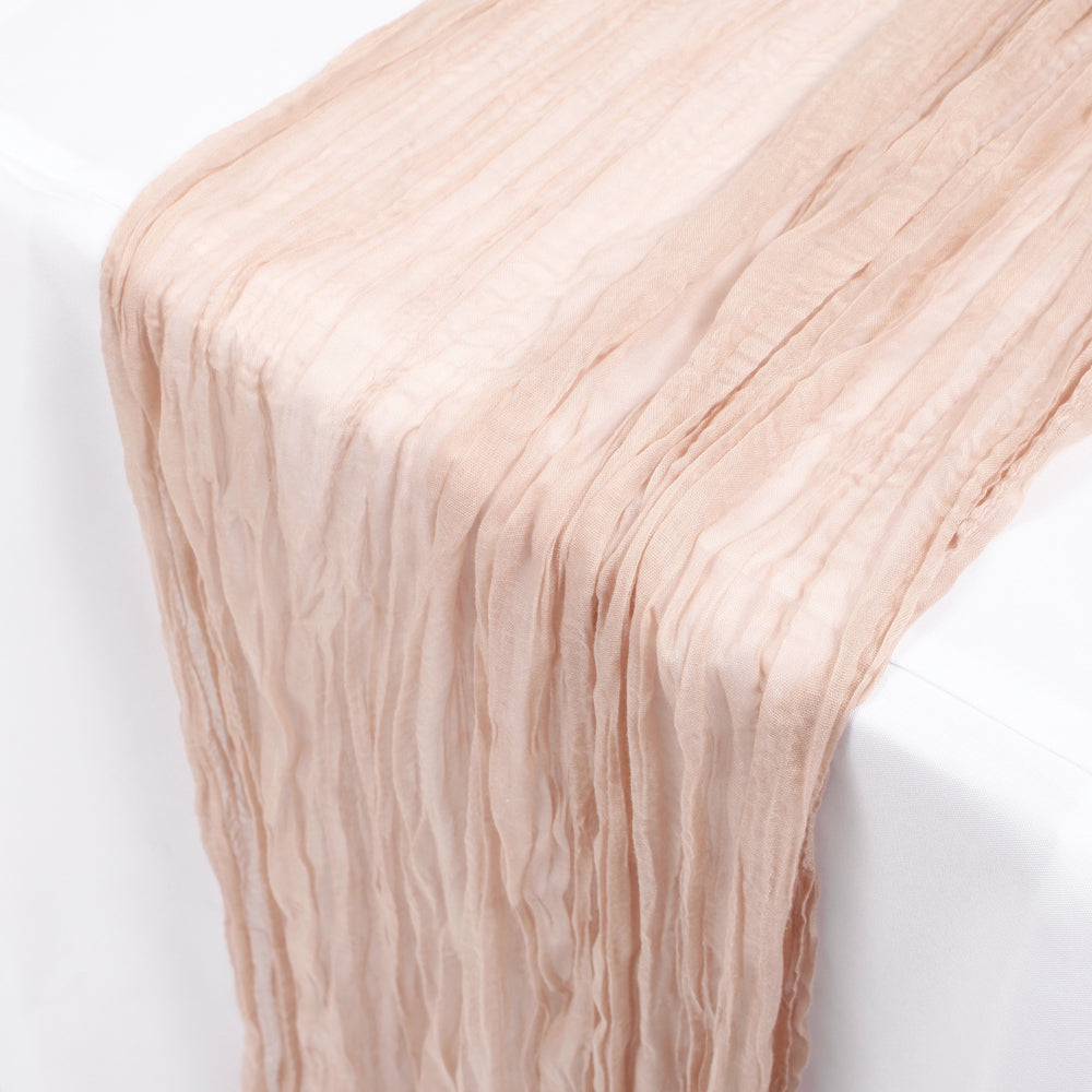 Cheesecloth Table Runner - Blush, close up