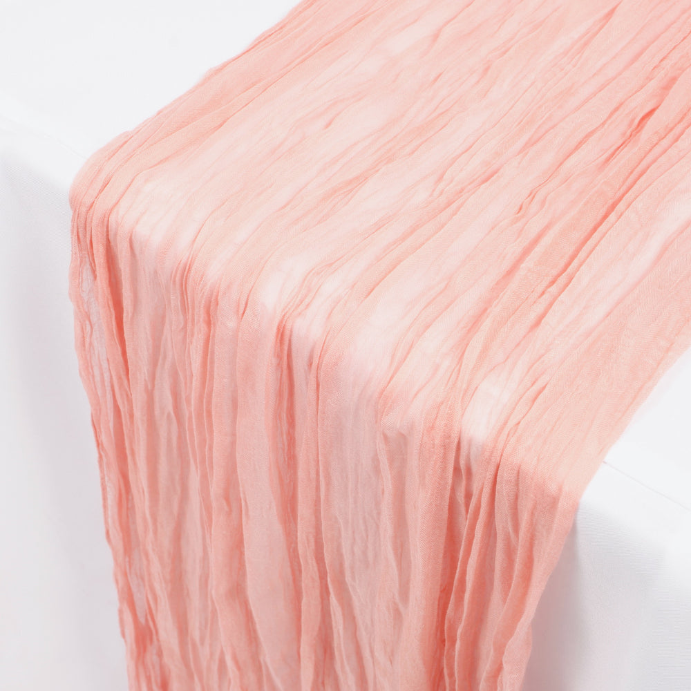 Cheesecloth Table Runner - Coral, close up