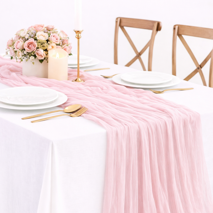 Cheesecloth Table Runner - Light Pink