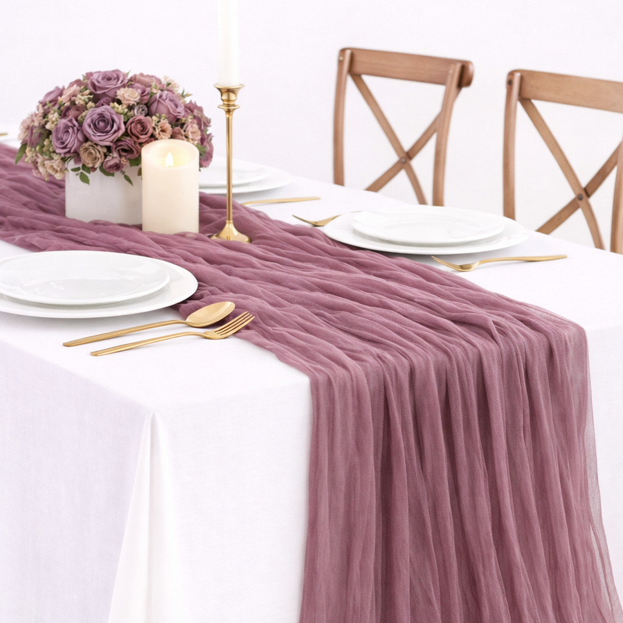 Cheesecloth Table Runner - Mauve