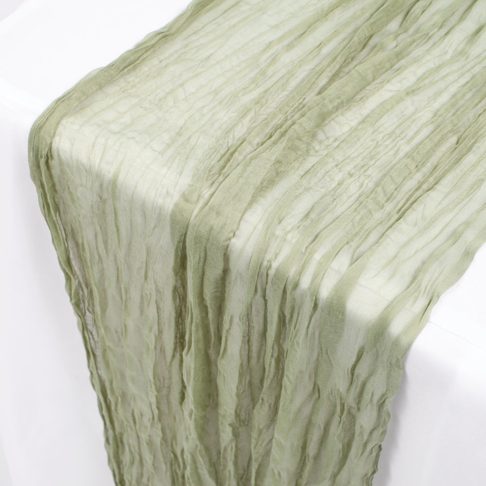 Cheesecloth Table Runner - Sage, close up