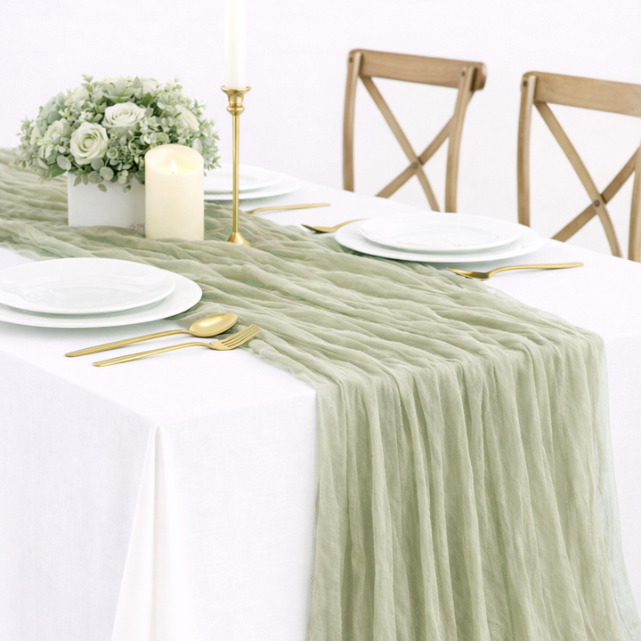 Cheesecloth Table Runner - Sage