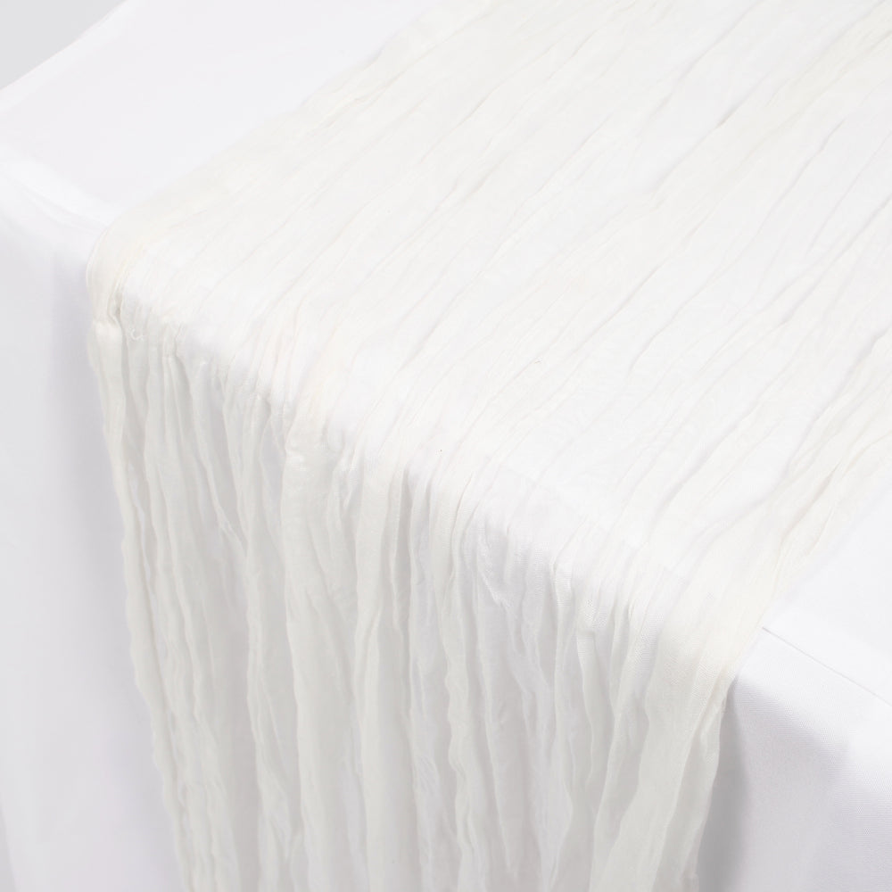 Cheesecloth Table Runner - White, close up