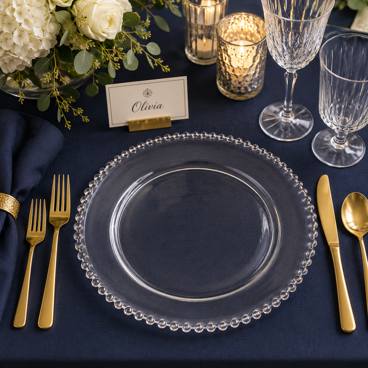 Clear Beaded Charger Plate Set - Clear (32cm)