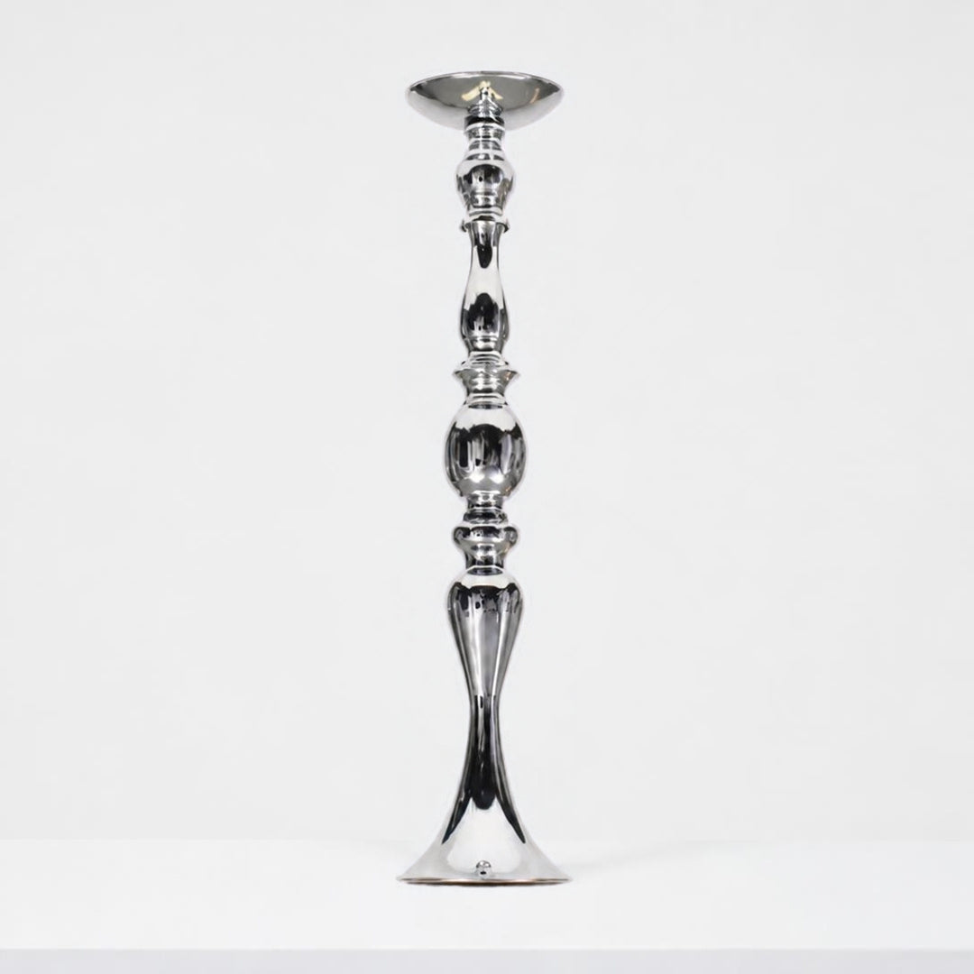 Candlestick Pedestal Centrepiece Vase - Silver (58cmH)