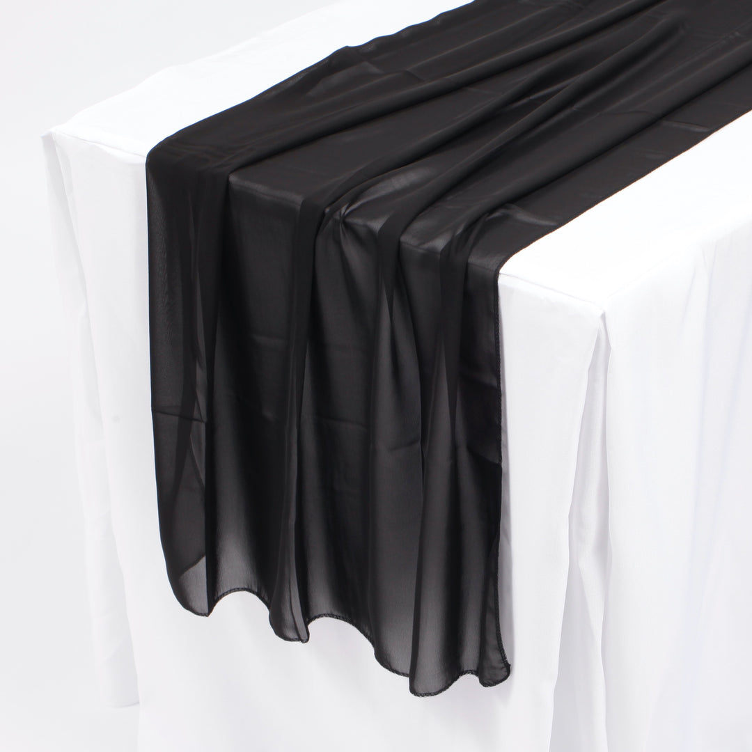 Chiffon Table Runner - Black - 70x300cm