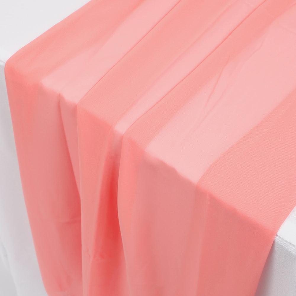 Chiffon Table Runner - Coral - 70x300cm, close up