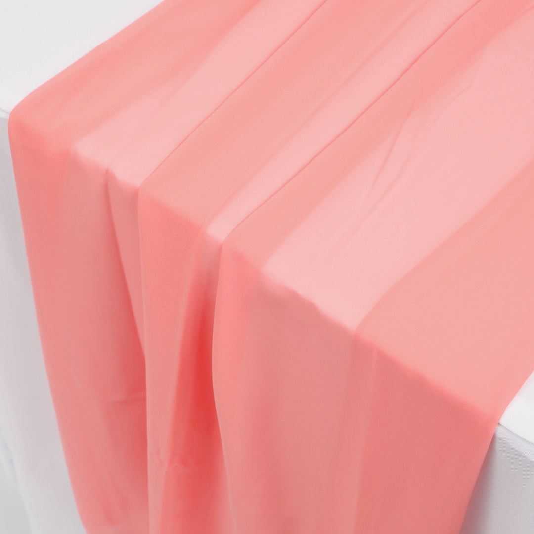 Chiffon Table Runner - Coral - 70x300cm, close up