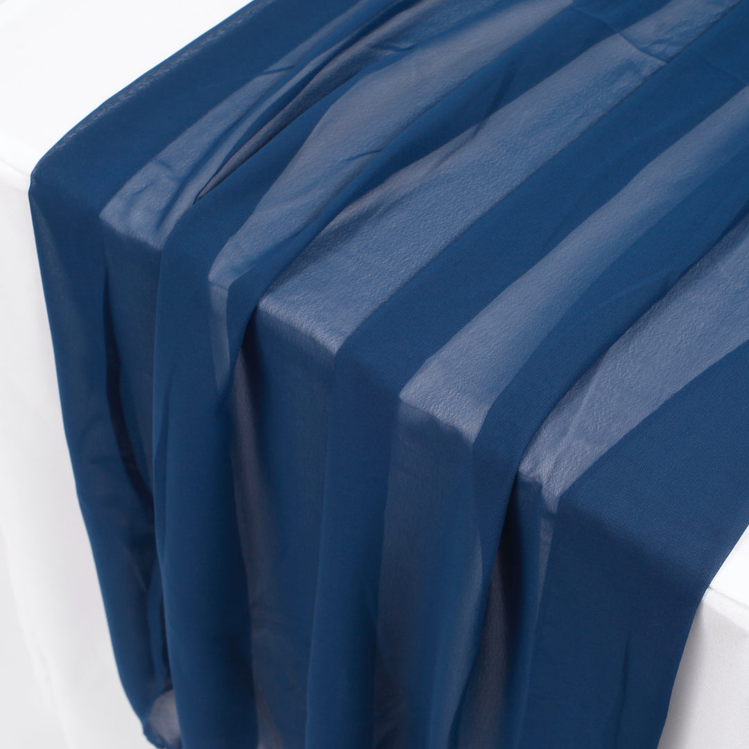 Chiffon Table Runner - Navy - 70x300cm, close up