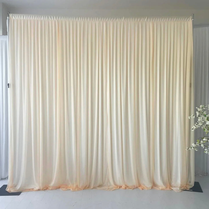 Beauty Organza Backdrop Curtain with Ice Silk Satin Backing  - Champagne & White (3x3m)