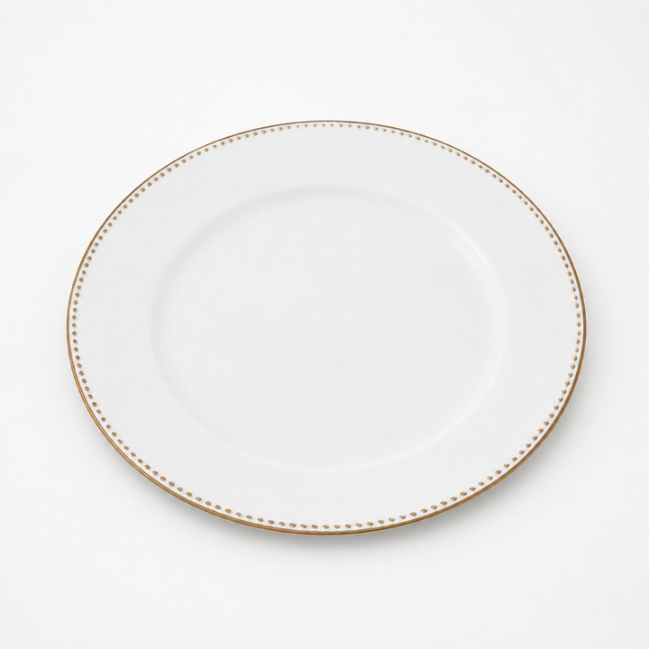 Charger Plate - White with Embossed Gold Trim (33cm)