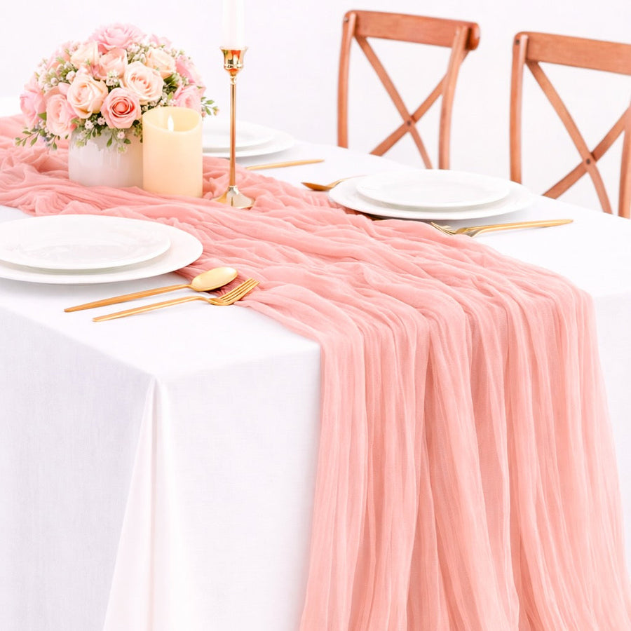 Cheesecloth Table Runner - Blush