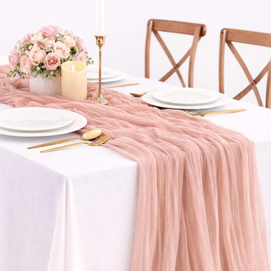 Cheesecloth Table Runner - Blush