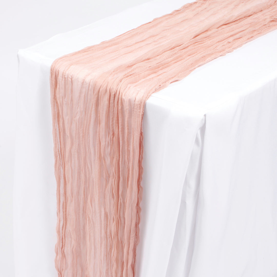Cheesecloth Table Runner - Blush cropped 2