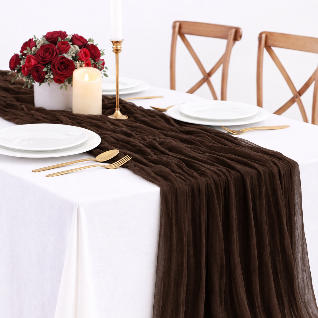 Cheesecloth Table Runner - Chocolate Brown