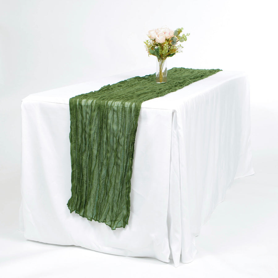 Cheesecloth Table Runner - Olive Green