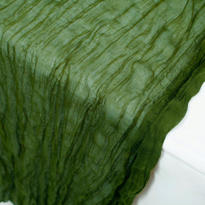 Cheesecloth Table Runner - Olive Green close up