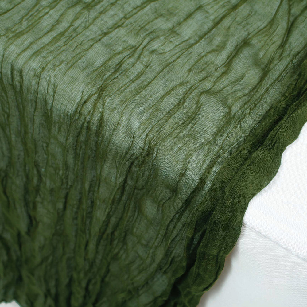 Cheesecloth Table Runner - Olive Green close up