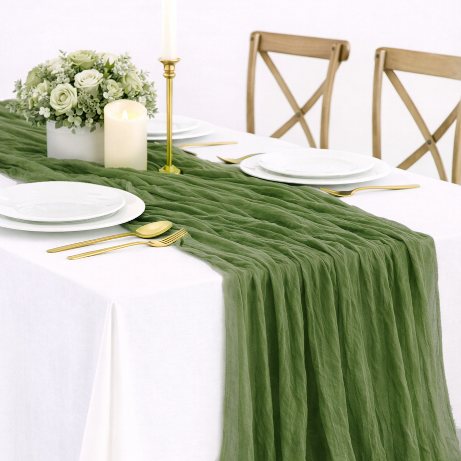Cheesecloth Table Runner - Olive Green
