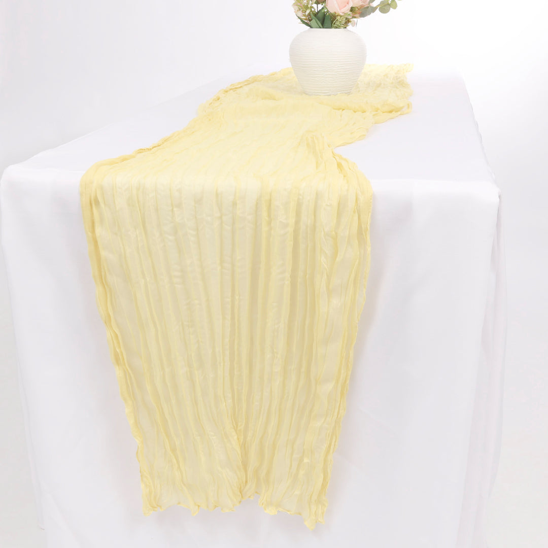 Cheesecloth Table Runner - Pale Yellow front angle