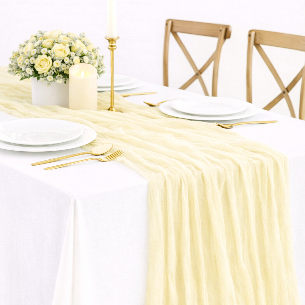 Cheesecloth Table Runner - Pale Yellow