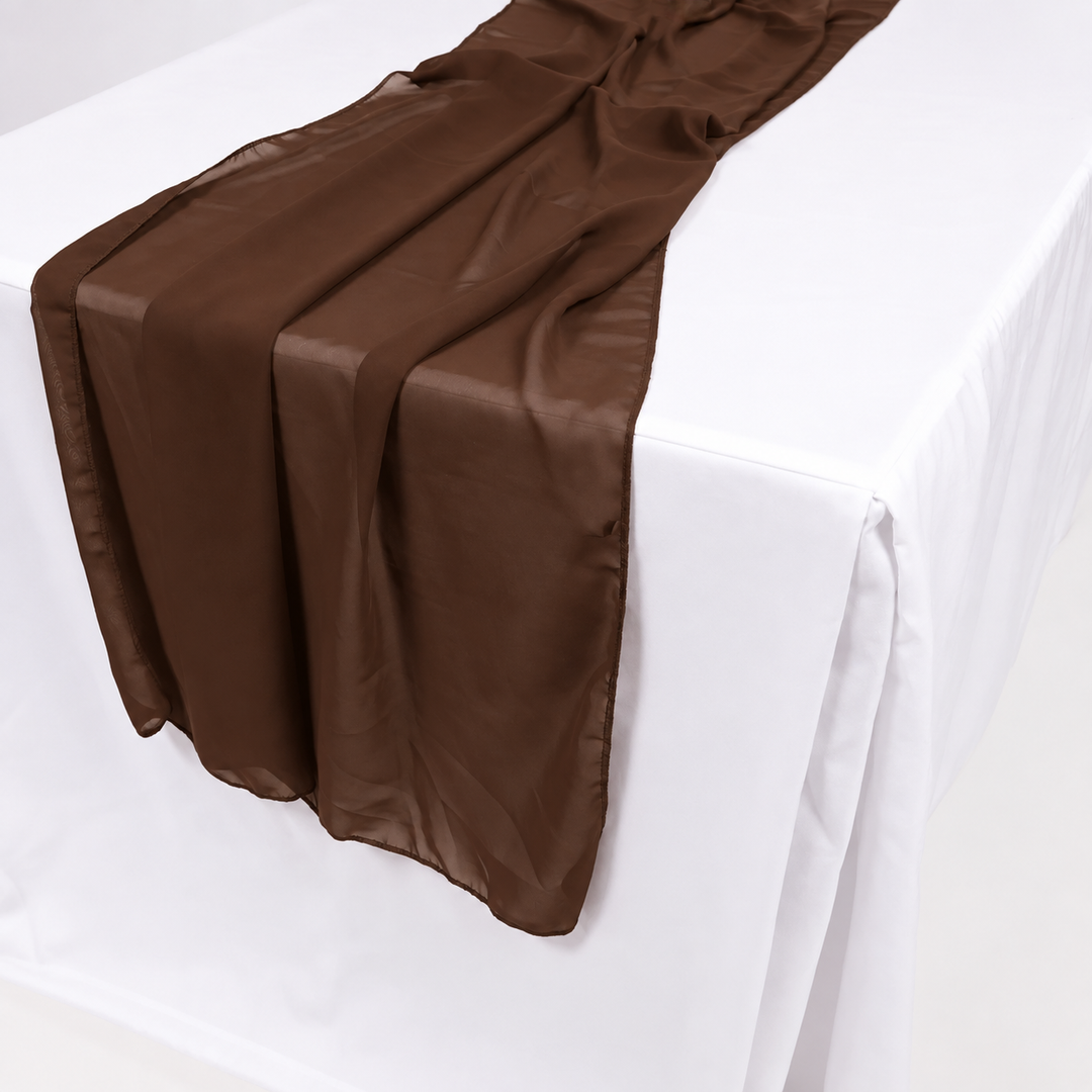 Chiffon Table Runner - Chocolate Brown by itself