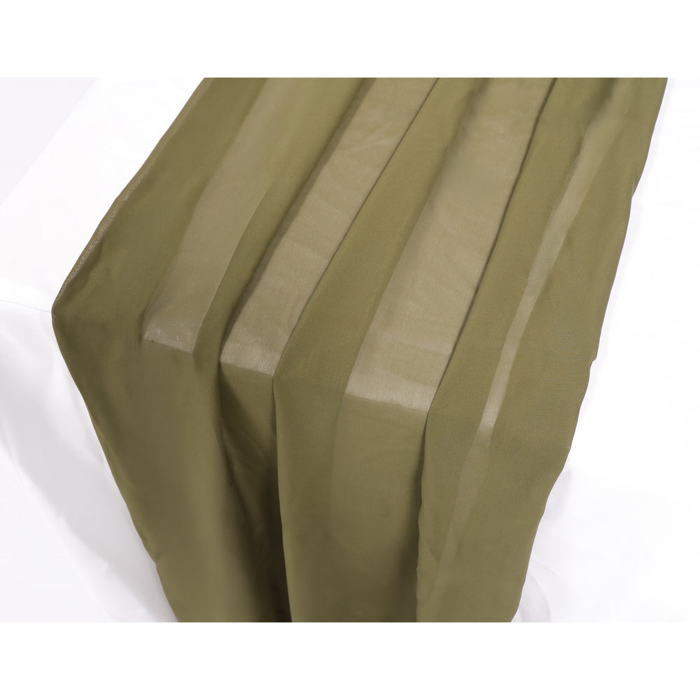 Chiffon Table Runner - Olive Green Close Up