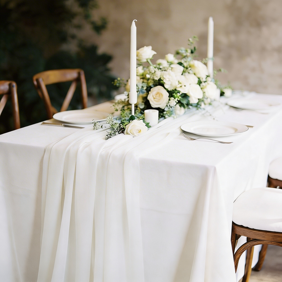 White Chiffon Table Runner 70x300cm Styled Image 