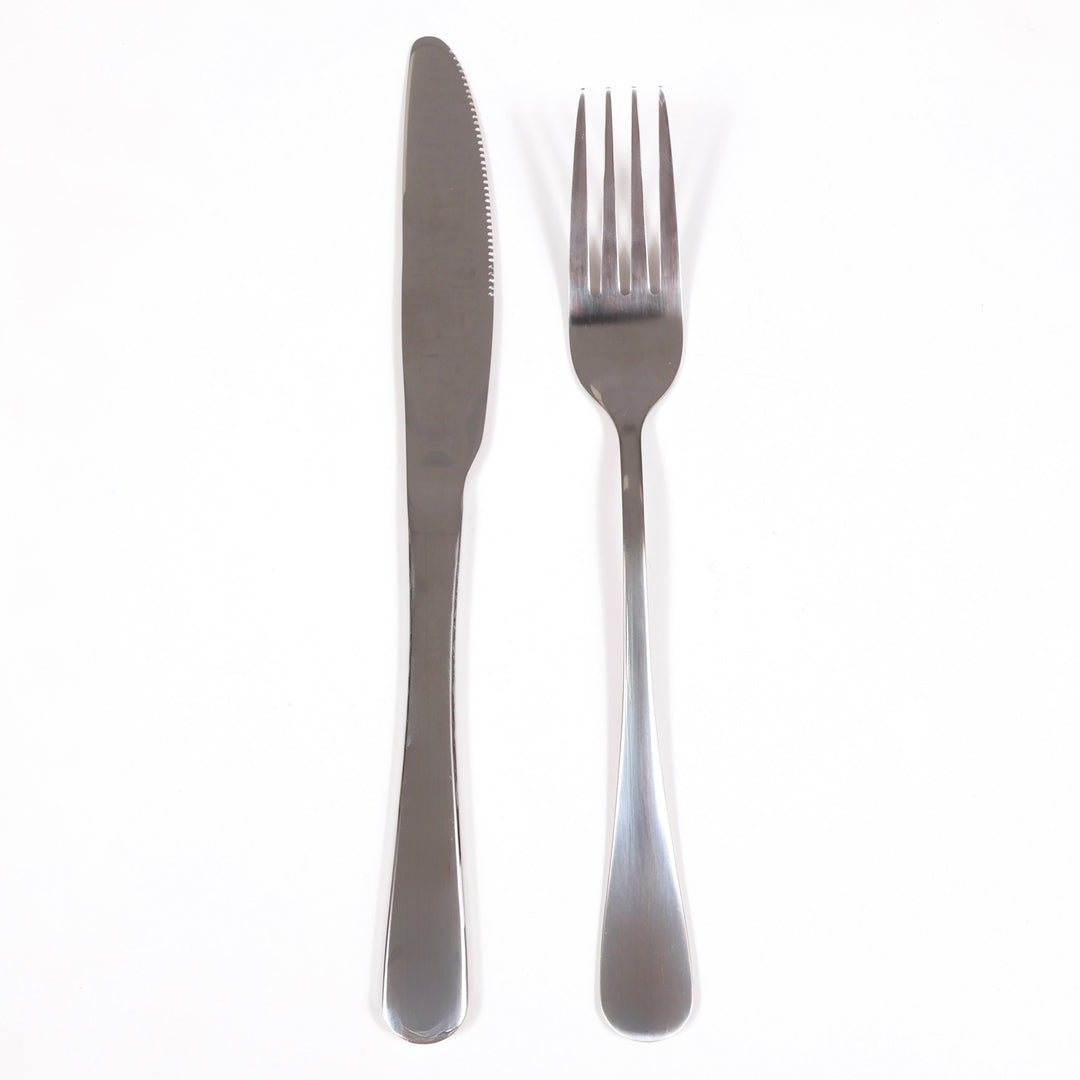 Cutlery Set - Knife & Fork - Silver (2pc) full display