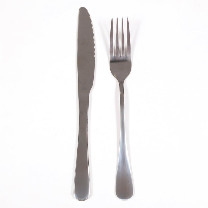 Cutlery Set - Knife & Fork - Silver (2pc) full display