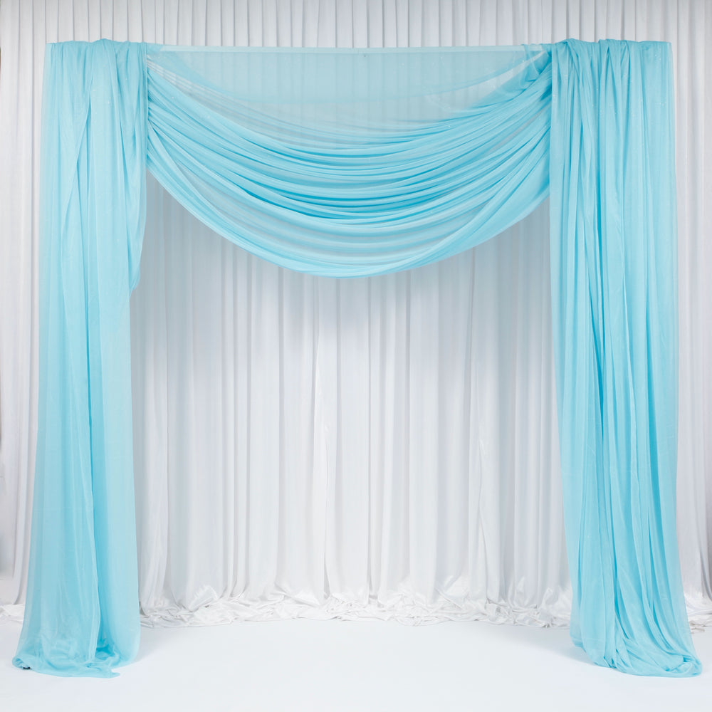 Blue Chiffon Fabric with Glitter 1.5mx25m - (Sheer Stretch Crepe Chiffon)