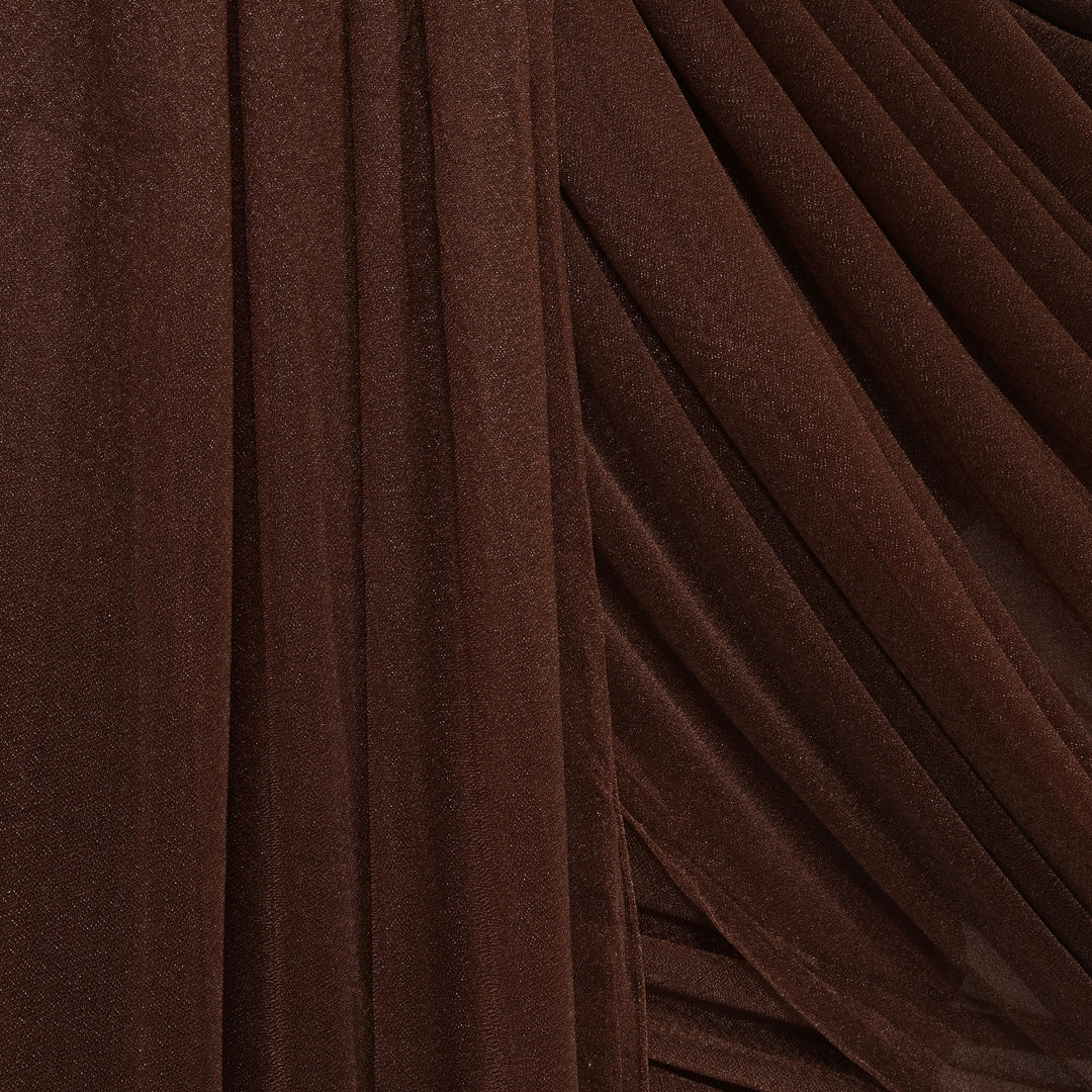 Sheer Stretch Crepe Chiffon Fabric - Chocolate Brown (1.6x28m) close up of material 