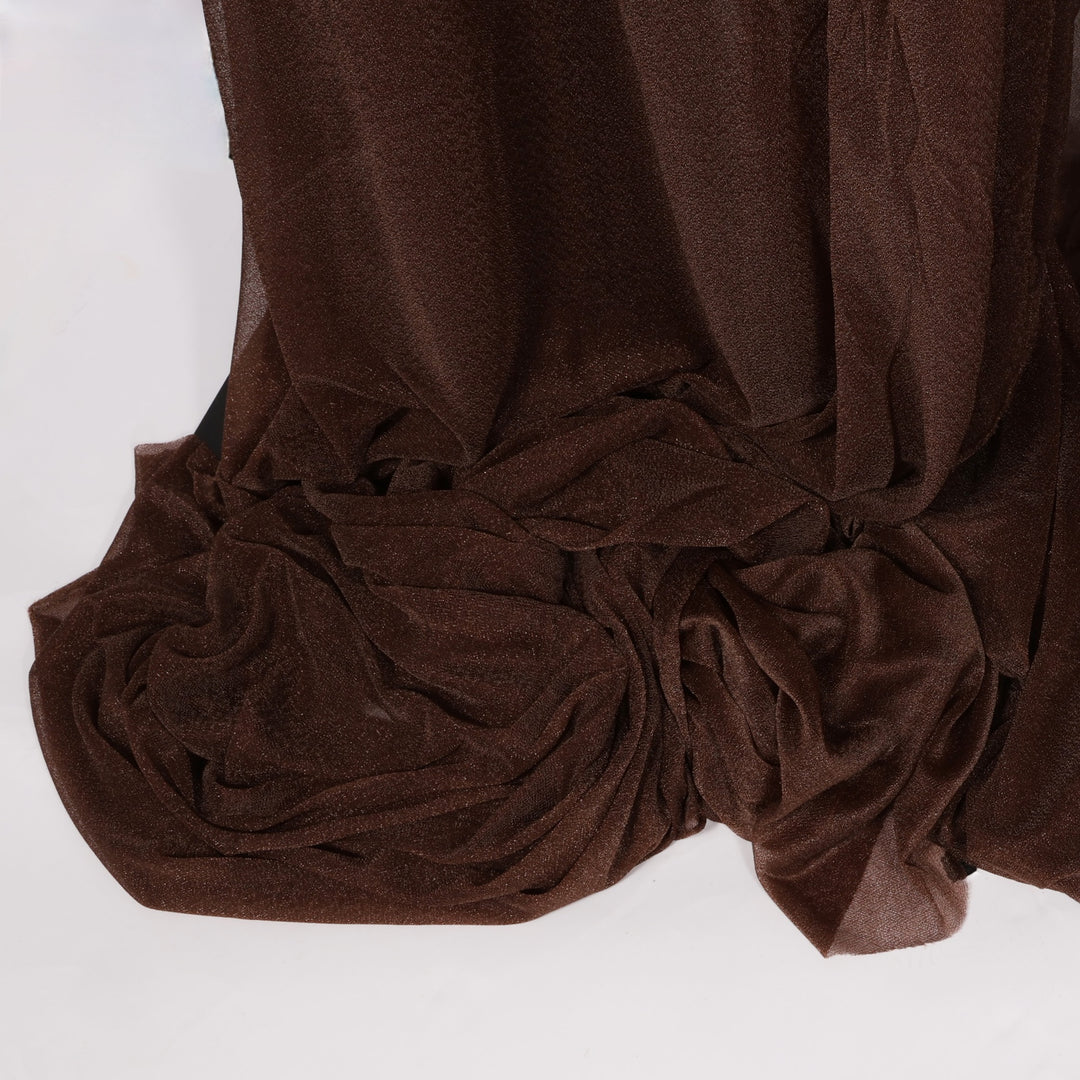 Sheer Stretch Crepe Chiffon Fabric - Chocolate Brown (1.6x28m) close up of material 
