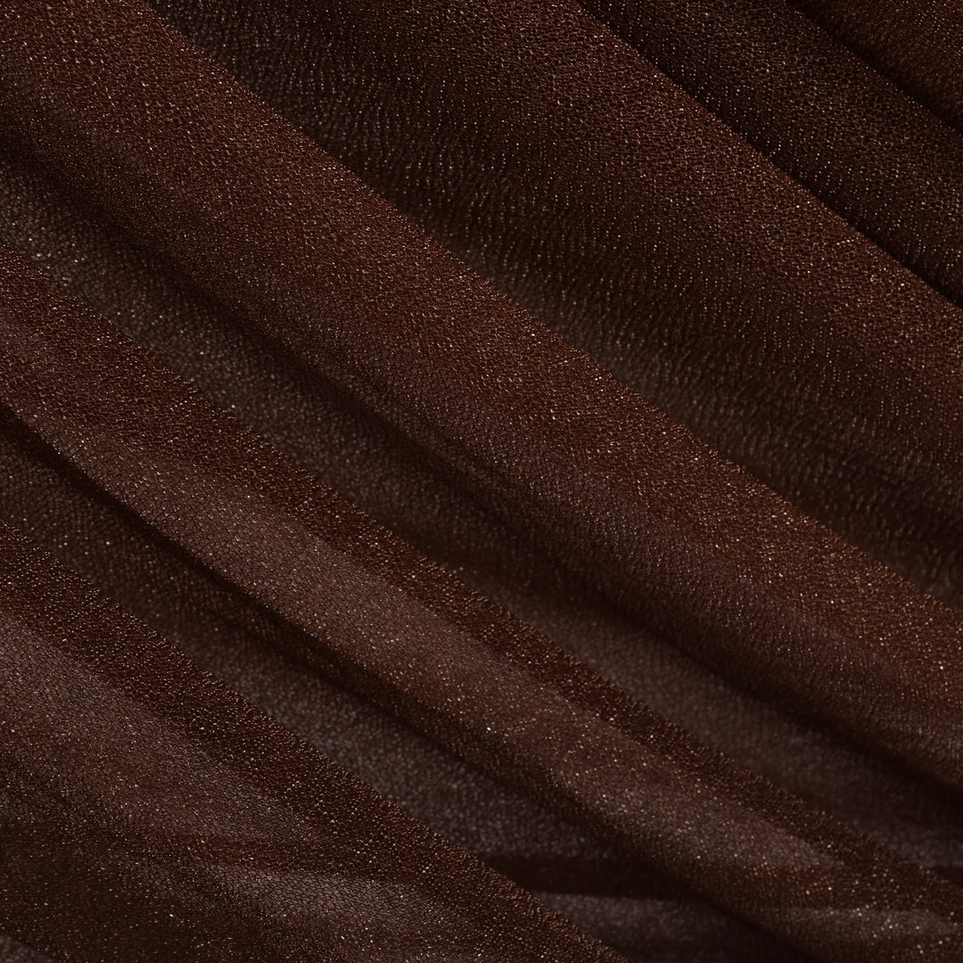 Sheer Stretch Crepe Chiffon Fabric - Chocolate Brown (1.6x28m) close up of material 