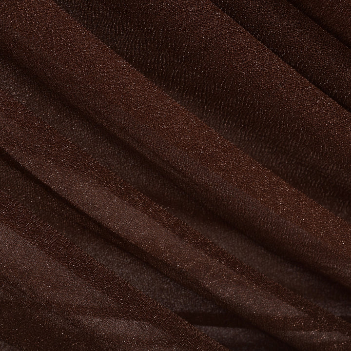 Sheer Stretch Crepe Chiffon Fabric - Chocolate Brown (1.6x28m) close up of material 