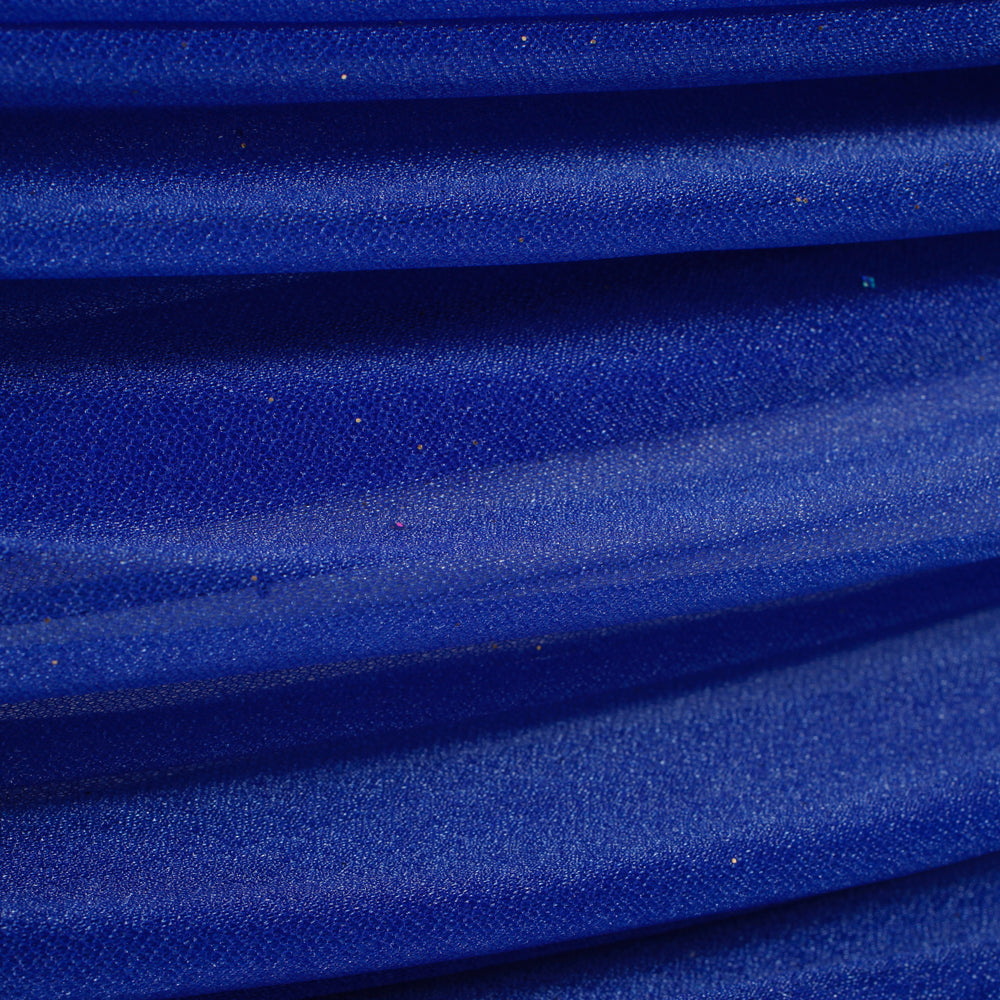 Royal Blue Chiffon Fabric with Glitter 1.5mx25m - (Sheer Stretch Crepe Chiffon), close up