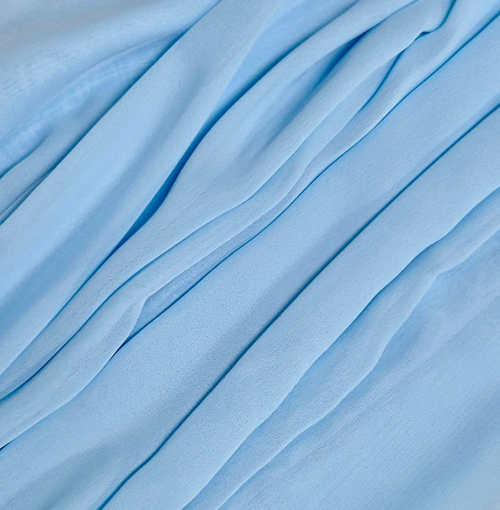 Chiffon Fabric 1.5x10m - Light Blue, fabric bunched together