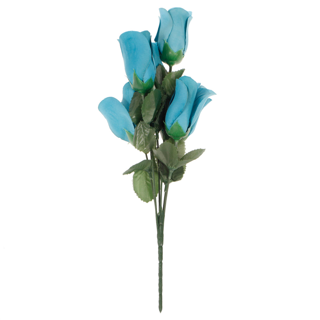 Artificial Silk Premium Rose Bud Bouquet - Dusty Blue