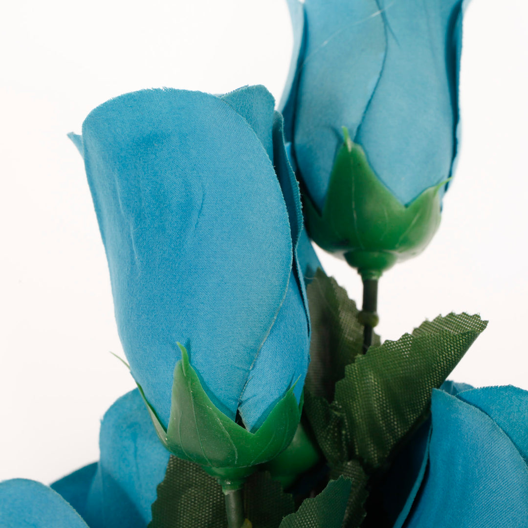 Artificial Silk Premium Rose Bud Bouquet - Dusty Blue detail